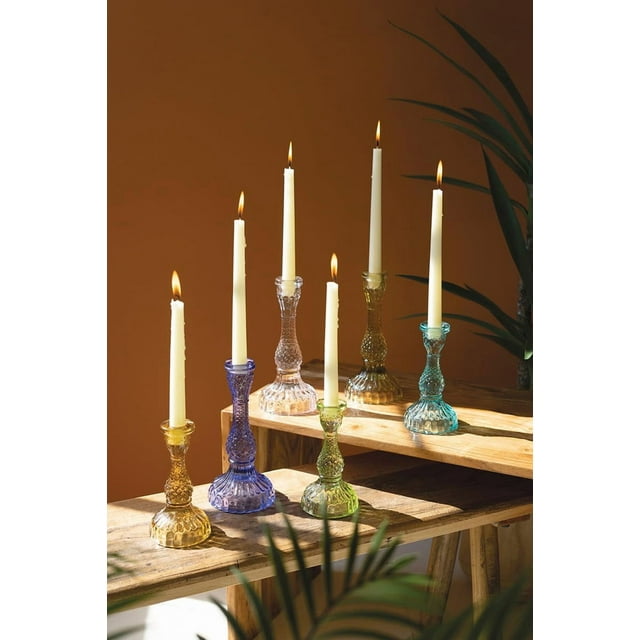 Set de 6 portavelas de cristal KALALOU multicolor