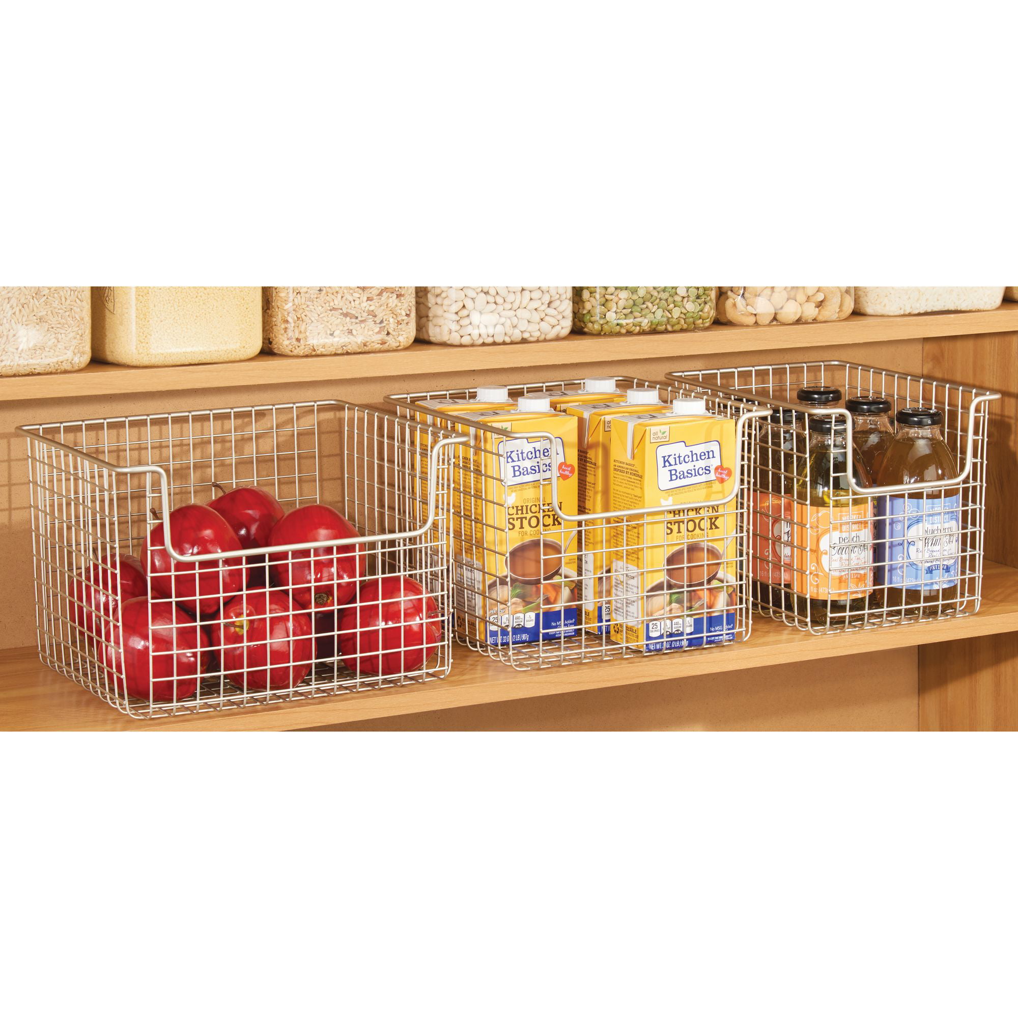 InterDesign Classico Kitchen Pantry Freezer Wire Basket Organizer Deep Satin 
