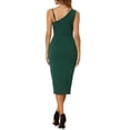 thumbnail image 3 of INSPIRE CHIC Women's Spaghetti Strap Sleeveless V Neck Ruched Faux Wrap Split Hem Bodycon Midi Dress L Dark Green, 3 of 6