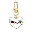 thumbnail image 1 of I Love Brazil Word Flag Love Heart Illustration Gold Heart Keychain Metal Keyring Holder, 1 of 3