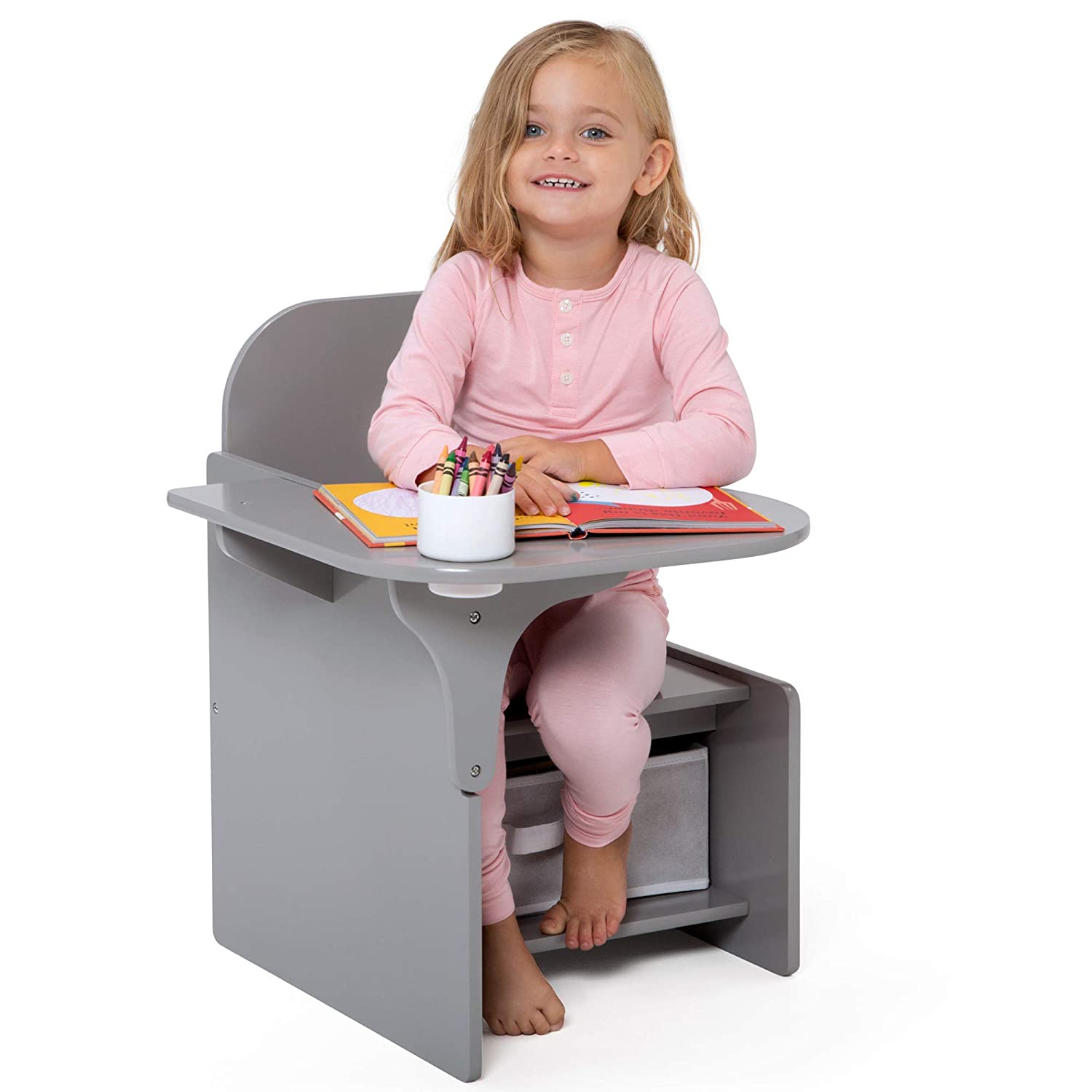 Delta Children Classic Chair Desk with Storage Bin, Gray photo 5
