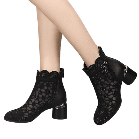 

Ladies Lace Mesh Breathable Hollow Sandal Ankle Boots