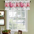 thumbnail image 3 of Valentine's Day Curtain Valances for Windows, Kitchen Valance Window Treatments Panel 2 Pack, Pink Love Heart Eucalyptus Leaves Grey Plaid Rod Pocket Short Curtains for Bathroom Bedroom 60 x 18 Inch, 3 of 8