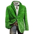 thumbnail image 3 of IWRICH Men's Mardi Gras Suit Jacket Printed Corduroy Lapel Button Blazers Jackets with Pockets for Formal Event 09-Green XL, 3 of 5