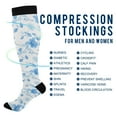 thumbnail image 4 of Haosy Compression Socks for Men Women Knee High Running Socks for Nurse Hiking Recovery Travel Athletic 2 Pairs Blue Flower and Leaf, 4 of 9
