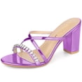 thumbnail image 1 of BLISSFUL STEP Women's Crisscross Strap Rhinestone Block Heel Slide Sandals Purple (Size 9), 1 of 6