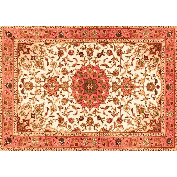 Ahgly Company Indoor Rectangle Medallion Orange Traditional Area Rugs, 3' x 5'