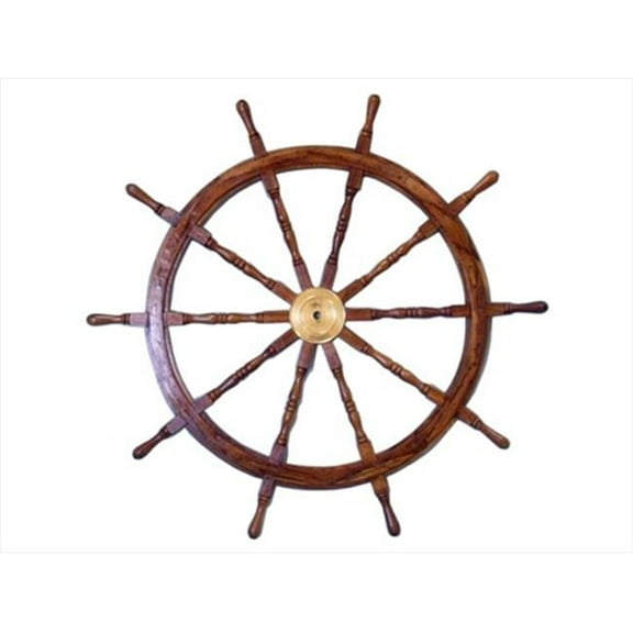 Handcrafted Model Ships SW-1714 Deluxe Class Wood and Brass Ship Wheel 36 in. Ship Wheels Decorative Accent