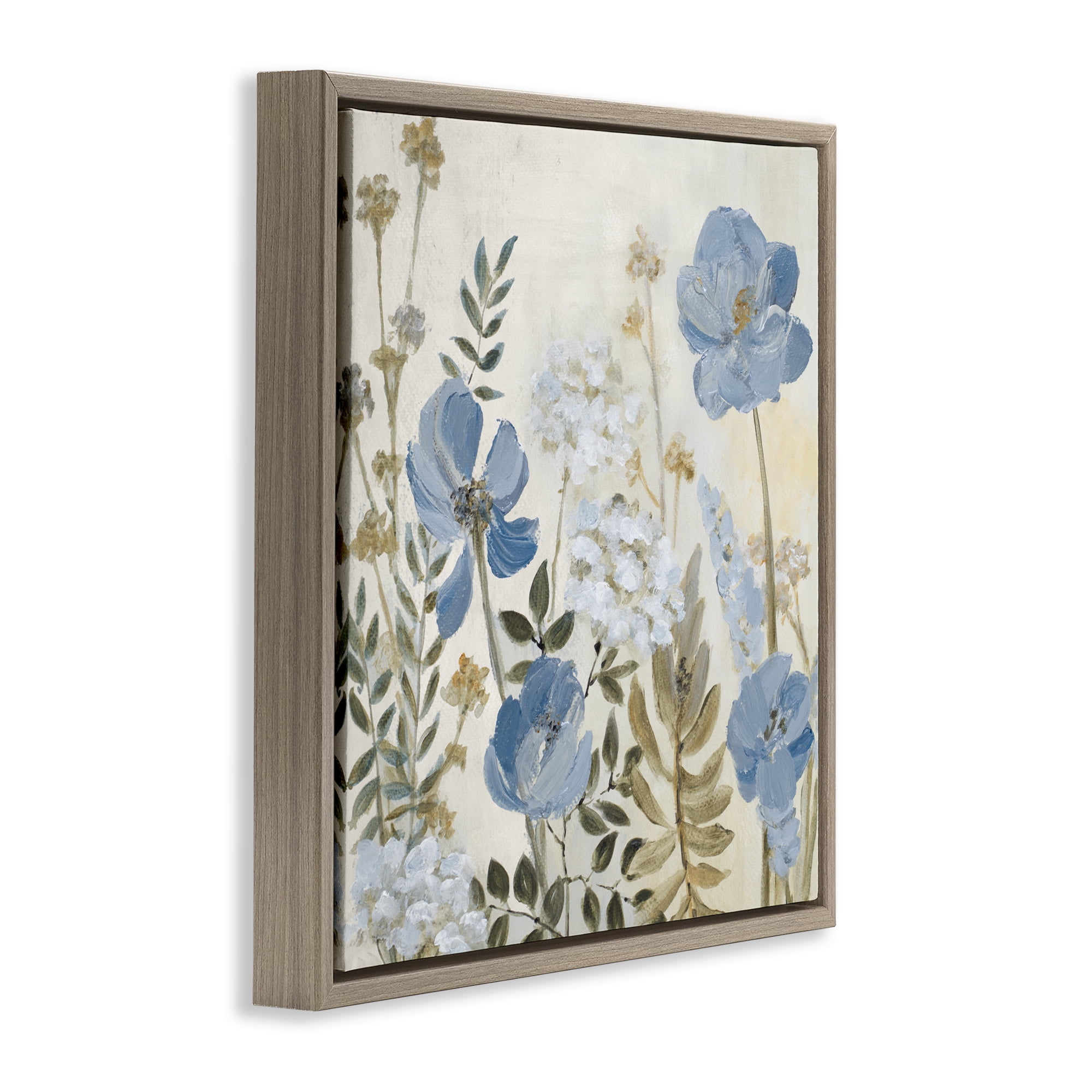 Stupell Industries Peaceful Blue Iris Garden Brown Framed Floater Canvas Wall Art, design by Lanie Loreth