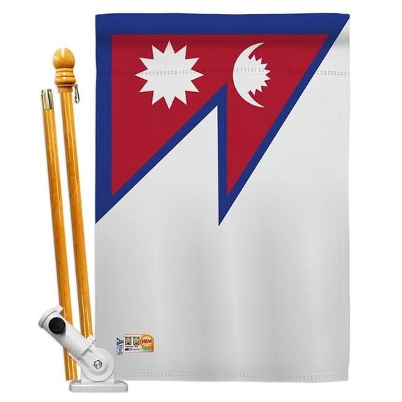 Americana Home & Garden AA-CY-HS-140165-IP-BO-D-US18-AG 28 x 40 in. Nepal Flags of the World Nationality Impressions Decorative Vertical Double Sided House Flag Set & Pole Bracket Hardware Flag Set