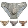 thumbnail image 4 of sunsanly Men Underwear 3D Convex Leopard Zebra Print Underwear Low-rise Ice Silk Large Space Briefs Stretchy Panties, 4 of 7