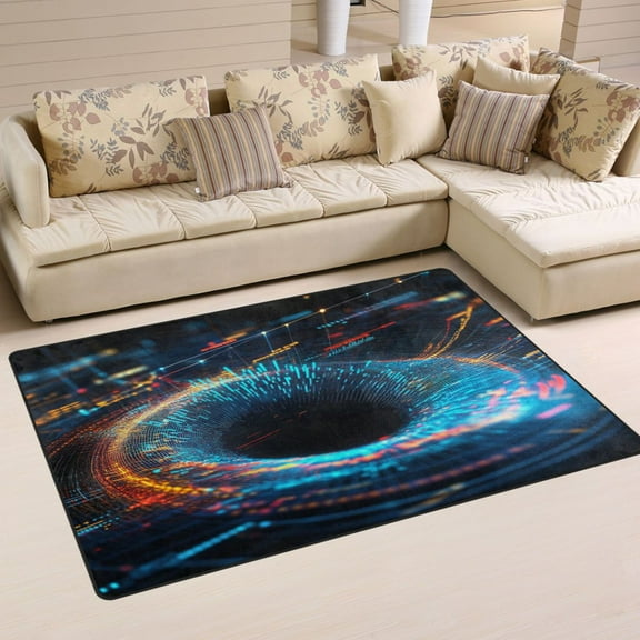 Carpet Mat with Memory Foam Ultra-Soft and Non-Slip Area Rug 31"x20" Colorful Digital Lines