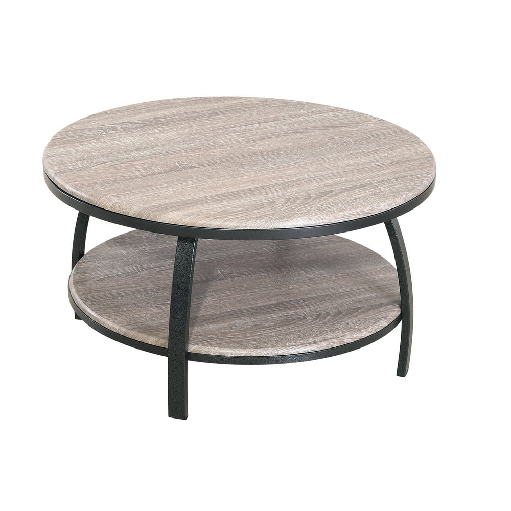 Emerald Home Carson Natural Wood and Soft Black Round Coffee Table with
