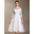 thumbnail image 1 of Vestido de novia Keeli de manga larga con lazo de encaje mini, 1 of 6