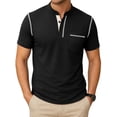 thumbnail image 2 of RICHCOIN Men Henley T-Shirts Short Sleeve Button Down Summer Tops Casual Color Block Black Tee Shirt with Pocket Size L, 2 of 7