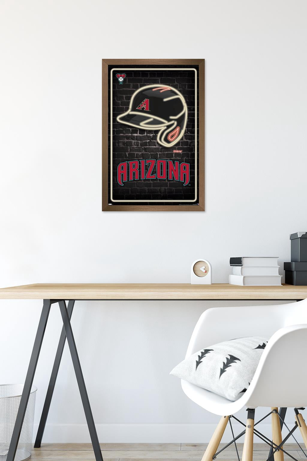 MLB Arizona Diamondbacks - Neon Helmet 23 Wall Poster, 14.725" x 22.375" Framed
