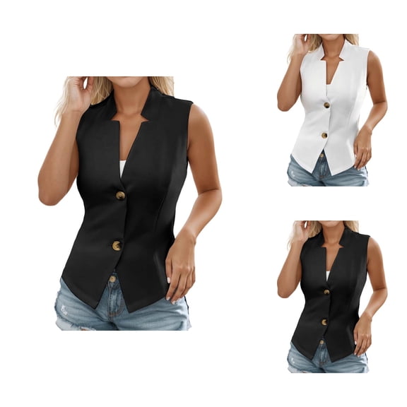 Blazer Vest for Women Summer Lightweight Sleeveless Slim Fit Single Jacket Business Casual Office Work Suit Vest