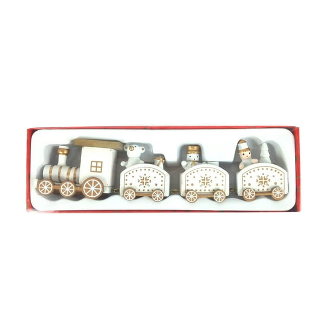 Birdeem Christmas Wooden Four Sections Train Gift Suitable for Window Tabletop Decoration