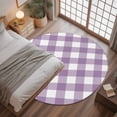 thumbnail image 3 of 4ft Round Rug, Purple Checkered Non-Skid Rubber Backing Large Area Rugs - Living Room Bedroom Home Office, Farmhouse White Buffalo Plaid Indoor Floor Mat Carpets Washable Rug, 3 of 9