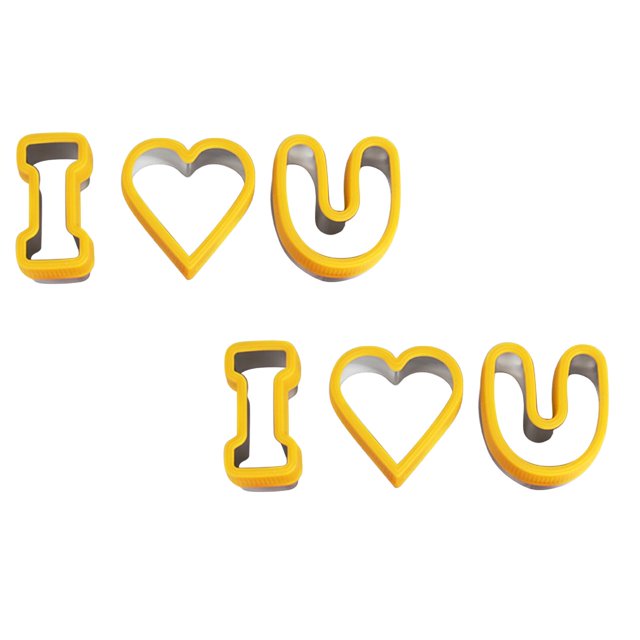 Oleegame 2PC Cookie Mold Cute Cake Tools Heart/Star/Flower Shape Cutters Stainless Steel Plastic Cookie Cutter Set Yellow