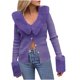 thumbnail image 2 of Pntutb, cárdigan de manga larga de nuevo estilo de invierno para mujer, cuello de lana de Color sólido, abrigo de suéter de un solo pecho tejido Sexy Pntutb Pntutb-3933, 2 of 6
