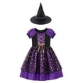thumbnail image 4 of Witch Girls Dresses Hats Two Piece Witch Outfit Set Kids Halloween Dress up Party Girl Size 4-15 Years, 4 of 4