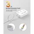 thumbnail image 2 of Enchufe plano Power Strip okleeic de 3 pies con 3 salidas y 3 puertos USB, 2 of 7