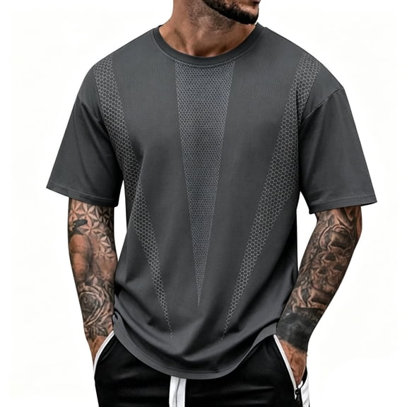JIAYUE Men's T Shirt Summer Ice Silk Mesh Solid Color Short Sleeve Loose Fit Crew Neck Sports Tops Breathable Activewear For Seniors Wear