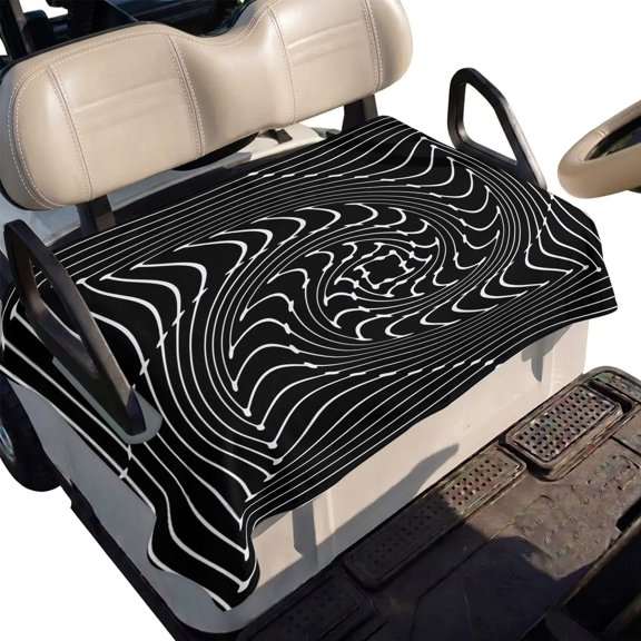 Golf Cart Seat Cover Black Inverse Vortex Club Car Golf Cart Seat Covers Soft Absorbent Golfcart Towel Blanket Abstract Warped Waves Golf Seat Covers for Cart Decor Fits 2 & 4 Passenger 51"x31"