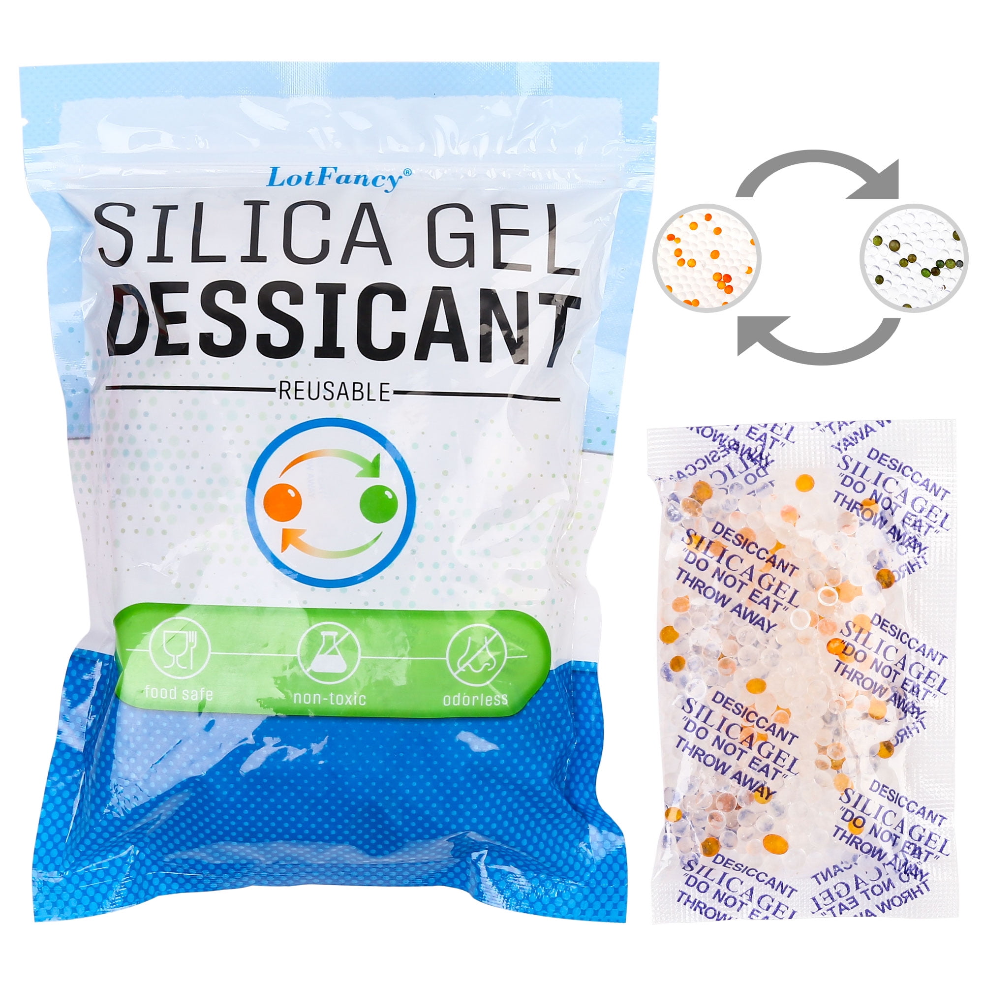LotFancy Silica Gel Packs, 10 Gram 40 Packs, Indicating Food Safe