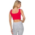thumbnail image 3 of Women’s Ribbed Cropped Tank Top - Deep Scoop -Fuchsia, SM, 3 of 5