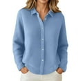 thumbnail image 2 of Lixiuxyad Womens Open Front Cardigan Button Down Knit Cardigan Sweater Open Front Long Sleeve Lapel Collar Casual Fall Winter Fashion Outerwear Coat,Blue, 2 of 5