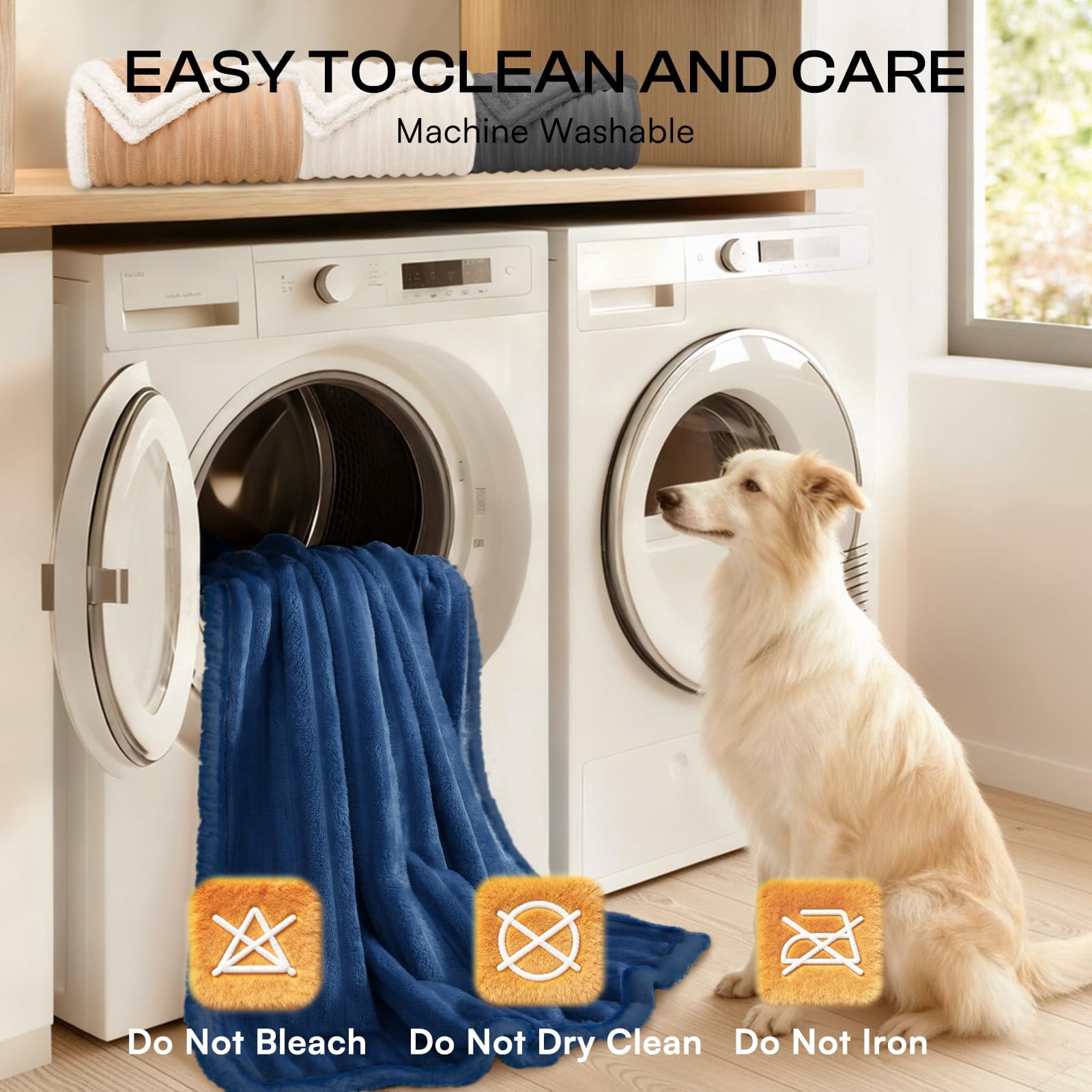 Waterproof Dog Blanket For Medium Large Dogs Ultra-soft Calming Cut Pile Flannel Throw Durable & Warm Furniture Protection Couch Car Pet Machine Washable Deep Navy M(57''x40'')