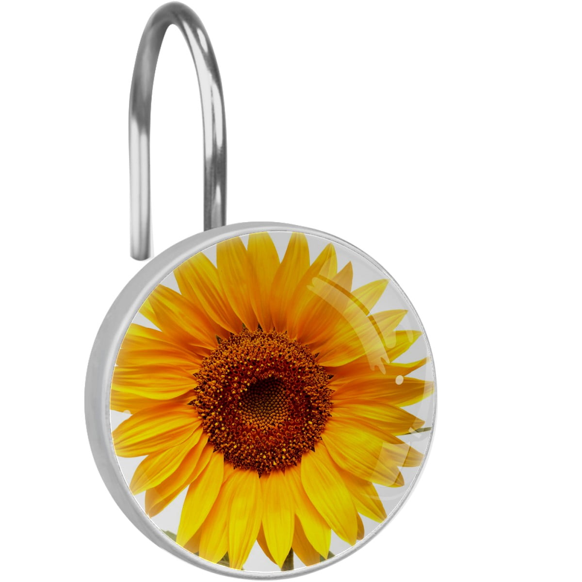 Yellow Sunflower Shower Curtain Hooks Set of 12,Crystal Glass & Rustproof Stainless Steel