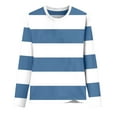 thumbnail image 4 of GEWSEY Striped Fall Sweatshirt for Women Long Sleeve Crew Neck Shirts Casual Orange and White Shirt Causal Basic Tops (Navy, S), 4 of 4