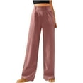 thumbnail image 2 of ClodeEU Women's High Waisted Wide Leg Pants，Casual Loose Elastic Waist Trousers With Pockets Pink,Womens Plus M, 2 of 6