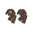 thumbnail image 2 of Cjfdfy Toddler Baby Girl Thanksgiving Outfit Little Turkey Embroidery Long Sleeve Dot Waffle Knit Tops Pants Set Little Baby Cute My First Thanksgiving Fall Winter Outfit, 2 of 9