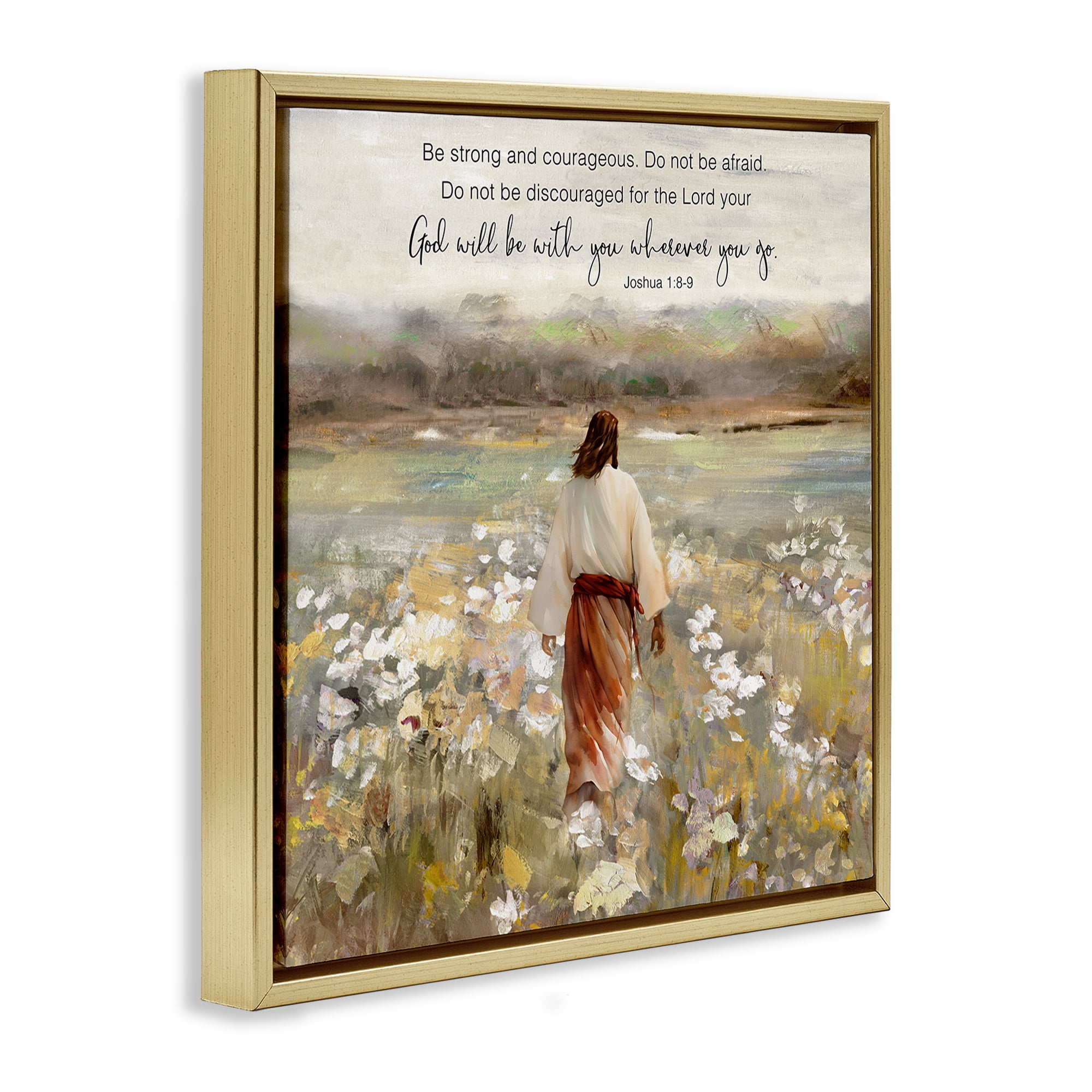 Stupell Industries God With You Wherever Gold Framed Floater Canvas Wall Art, design by Sally Swatland
