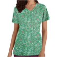thumbnail image 2 of Fiudx Ropa de Mujer Top de Enfermera Informal con Cuello En V y Manga Corta con Bolsillo Estampado para Mujer, 2 of 5