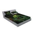 thumbnail image 2 of Ambesonne Green Fitted Sheet & Pillow Sham Set, Surreal Forest House, Full, Hunter Green Army Green, 2 of 2