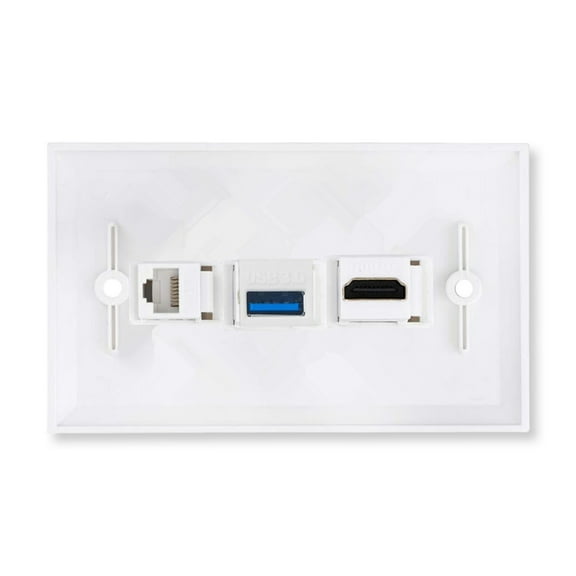 Wall Plate with USB 3.0 and Cat6 Ethernet Port for Efficient Connect