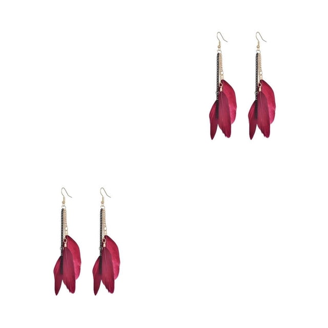 Minnieouse 2 uds pendientes pluma Bohemia borla pendiente largo Vintage pantalla ocio joyería accesorios moda elegante Type4 NO4