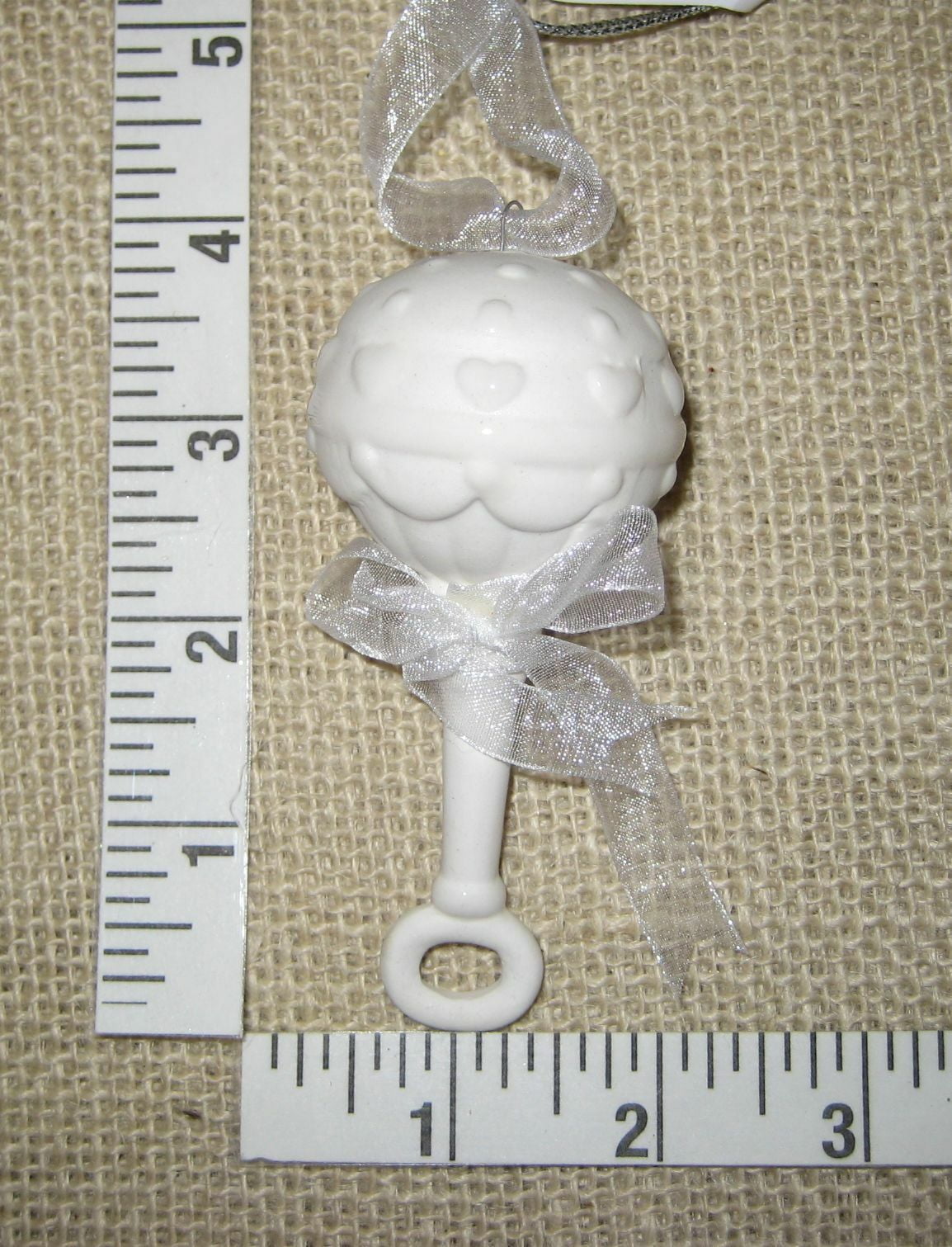 Porcelain White Baby Rattle Christmas Tree Ornament Midwest CBK
