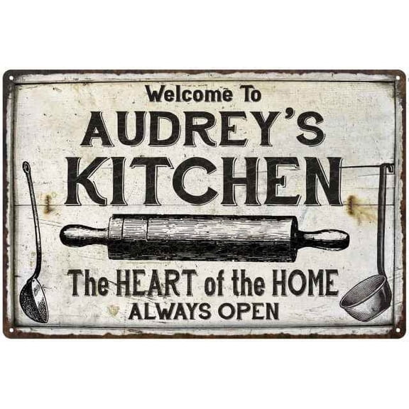 AUDREY'S Kitchen Farmhouse Sign Gift 8x12 Metal 208120033176