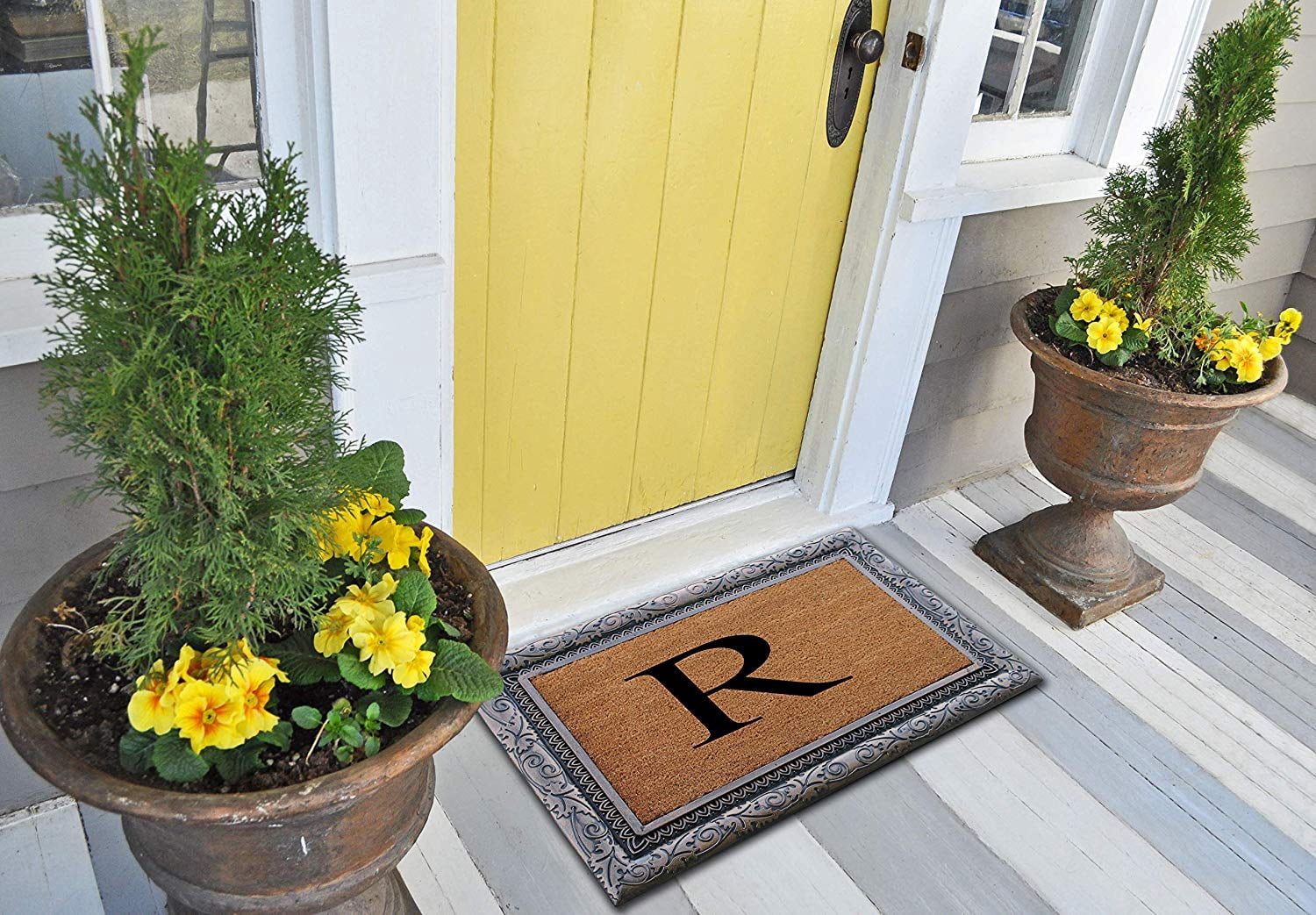 A1HC First Impression Rubber and Coir Albena 24" X 36" Bronze Finished Heavy Duty Monogrammed Doormat