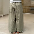 thumbnail image 5 of Bixock Toddler Girls Cargo Pants,Girls Sweatpants,Solid Color Pants Linen Cargo Pants Wide Leg Pants Long Pants, 5 of 6