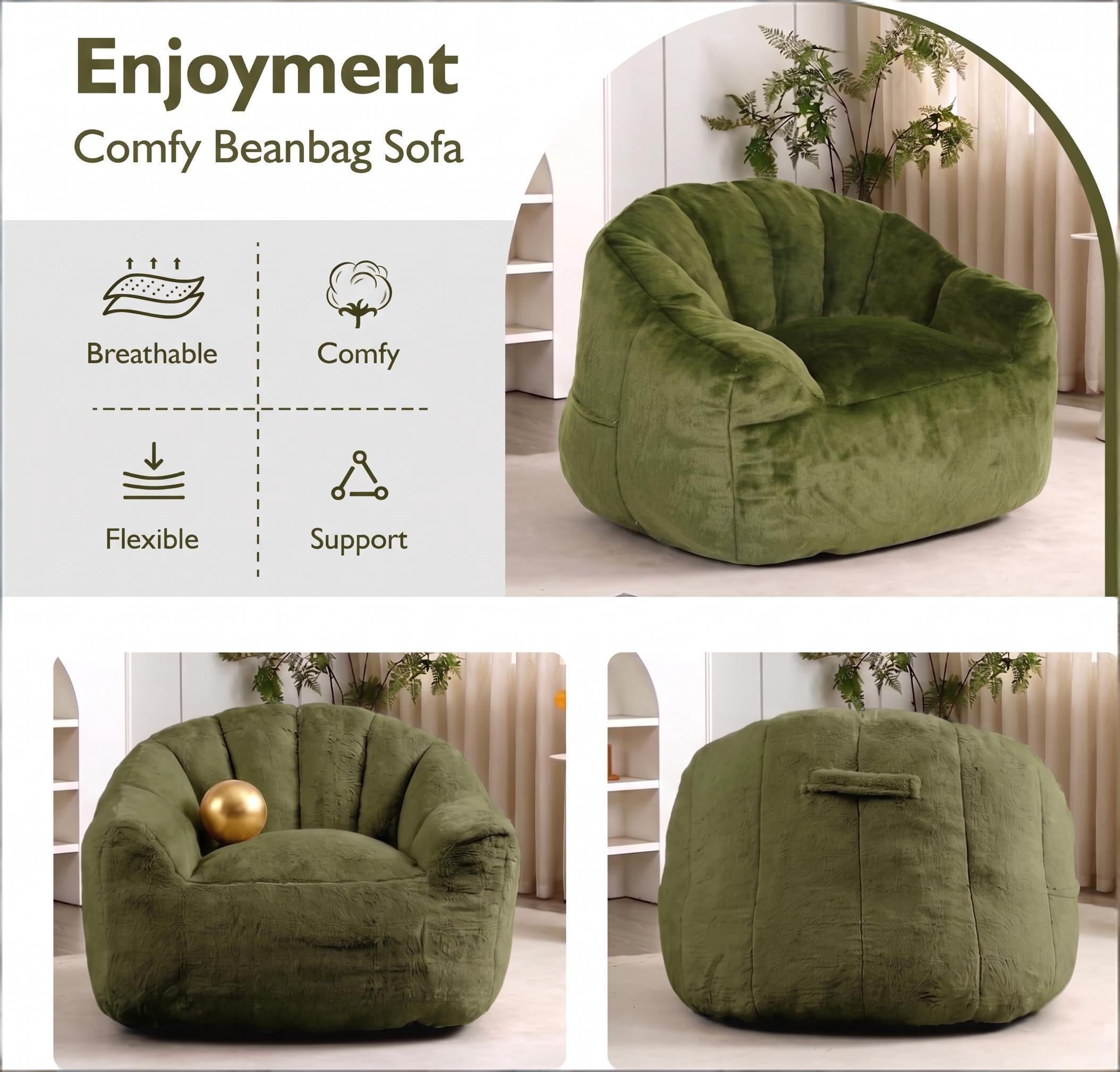 Howcool Bean Bag Chair for Adults, High-Density Foam Stuffed Armrest Lazy Sofa for Living Room Bedroom Reading