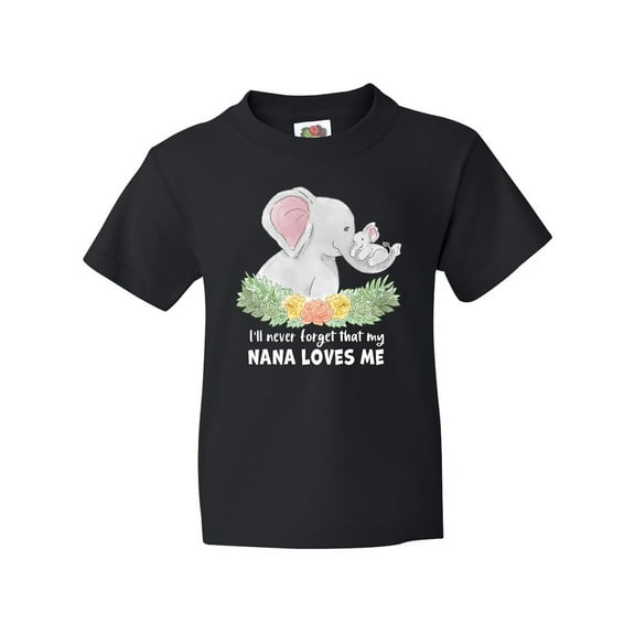 Inktastic I'll Never Forget That My Nana Loves Me with Cute Elephants Youth T-Shirt