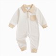 thumbnail image 5 of CAUYDY Baby Boys Romper Newborn Clothes Fall Winter Preemie Long Sleeve Bodysuit Infant Boy Pajamas Toddler Sleepwear 6 9 12 18 Months Beige for Sizes 12-18 Months, 5 of 6