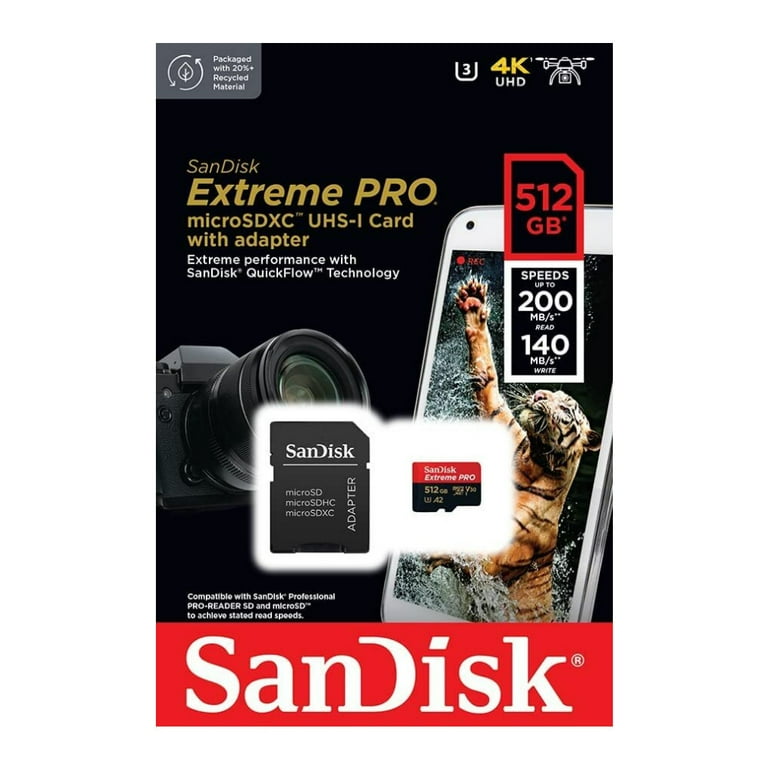 SanDisk 512GB High Speed MicroSD Extreme Pro SD Card with UHS-I - SDSQXCD-512G-GN6MA - Walmart.com SanDisk 512GB High Speed MicroSD Extreme Pro SD Card with UHS-I - SDSQXCD-512G-GN6MA - Walmart.com